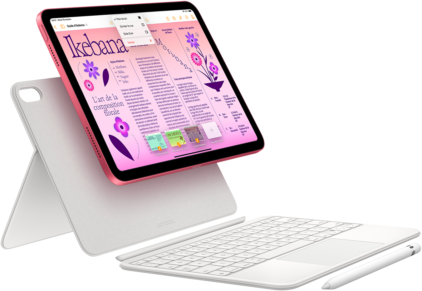 Présentation de l’iPad, du Magic Keyboard Folio et de l’Apple Pencil.