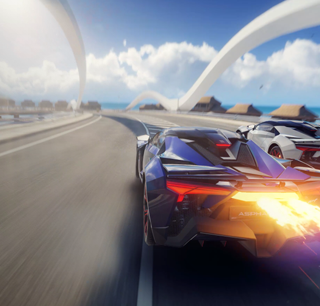 Image extraite d’un jeu vidéo montrant une voiture roulant à toute vitesse sur une route sinueuse.