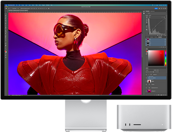 Un film en cours de montage sur un Mac Studio et un Studio Display