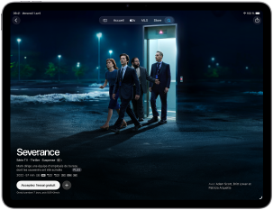 iPad Air, face avant, écran affichant Severance sur l’app Apple TV