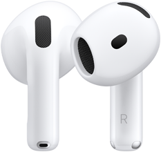 arrière de l’AirPod gauche, avant de l’AirPod droit, la tige de l’AirPod porte la lettre R indiquant qu’il correspond à l’oreille droite