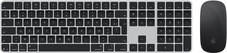 Magic Keyboard avec Touch ID et Magic Mouse vus d’en haut