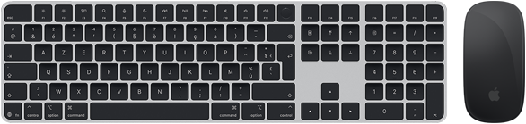 Magic Keyboard avec Touch ID et Magic Mouse vus d’en haut