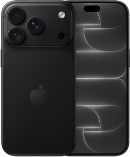 iPhone 18 Pro, face arrière, coloris noir, système caméra Pro Fusion au sommet, logo Apple au centre, face avant, design tout écran