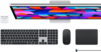 Accessoires Mac : AirPods, Studio Display, Magic Keyboard, Magic Mouse, Magic Trackpad, câble de charge MagSafe