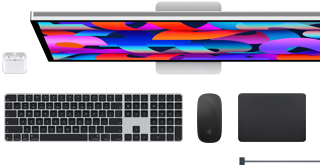 Accessoires Mac : AirPods, Studio Display, Magic Keyboard, Magic Mouse, Magic Trackpad, câble de charge MagSafe