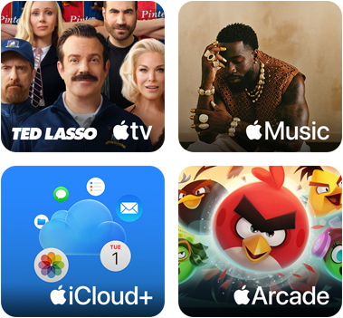 Vignettes Apple One – Apple TV, Apple Music, iCloud+ et Apple Arcade