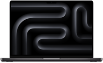 Vue de face d’un MacBook Pro ouvert en noir sidéral