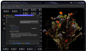 MacBook Pro avec Écran PROLED XDR, noir sidéral, écran affichant une image en cours de création à l’aide de TouchDesigner et LM Studio