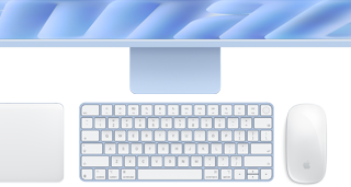 Magic Keyboard avec Touch ID, bleu, Magic Trackpad et Magic Mouse