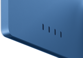 iMac, vue arrière, couleur bleue, quatre ports Thunderbolt 4
