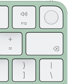 Magic Keyboard, coin supérieur droit, vert, Touch ID , touche Effacer et touches de fonction du volume